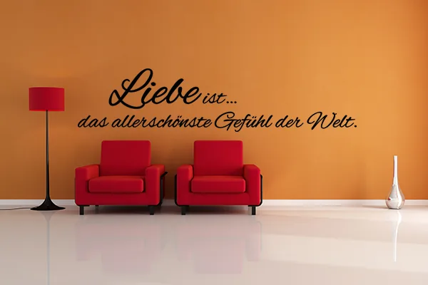 Wandtattoo Liebe ist... das allerschönste Gefühl der Welt - Red - Glänzend