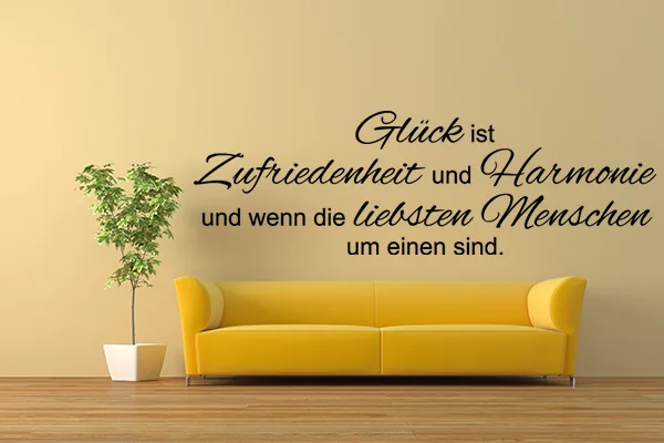 Wandtattoo „Glück ist Zufriedenheit und Harmonie“ – Inspirierendes Wanddekor - Black - Glänzend - 1,0m x 0,31m