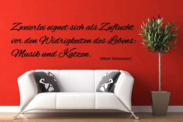 Wandtattoo Musik & Katzen – Sprüche für ein gemütliches Zuhause - Black - Glänzend - 1,0m x 0,3m