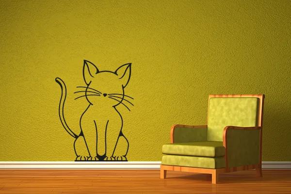 Kleine Katze Wandtattoo - Black - Glänzend - 0,5m x 0,65m