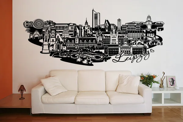 Skyline Leipzig 2014 - Black - Glänzend - 1,5m x 0,62m