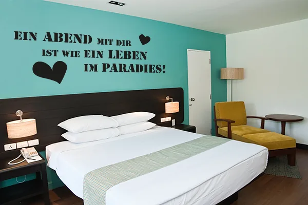 Ein Abend mit dir ist wie ein Leben im Paradies! Wandtattoo - Black - Glänzend - 1,0m x 0,4m