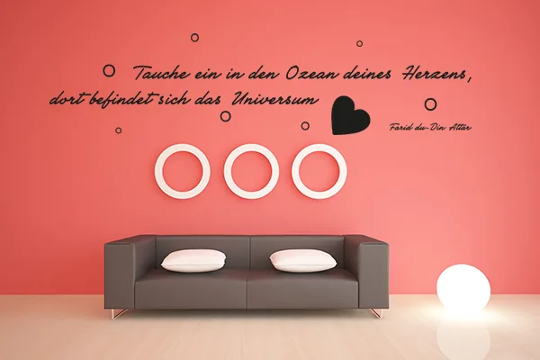 Tauche ein in den Ozean deines Herzens, dort befindet sich das Universum. - Black - Glänzend - 1,0m x 0,24m