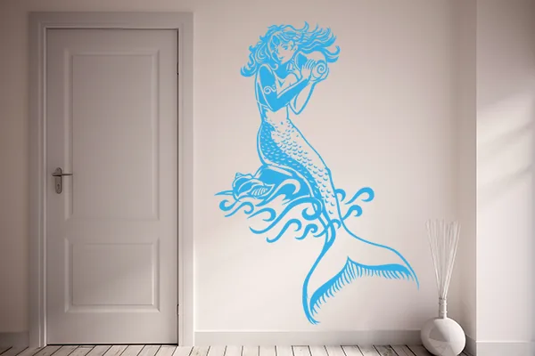 Meerjungfrau Wandtattoo - Black - Glänzend - 0,6m x 0,89m
