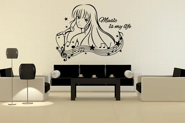 Wandtattoo "Music is my life" - Black - Glänzend - 0,75m x 0,57m