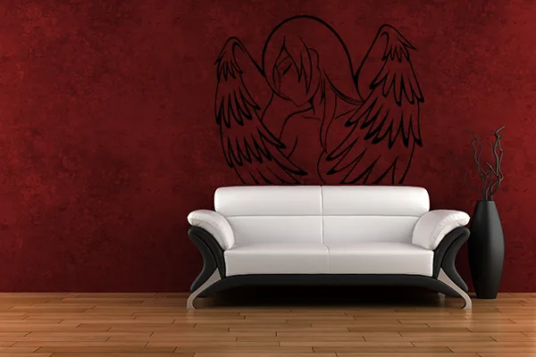 Wandtattoo Engel - Black - Glänzend - 0,5m x 0,4m