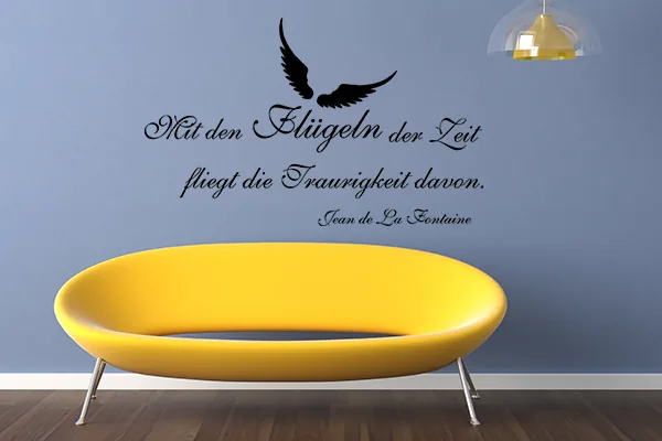 Mit den Flügeln der Zeit fliegt die Traurigkeit davon. Wandtattoo - Black - Glänzend - 0,46m x 0,75m