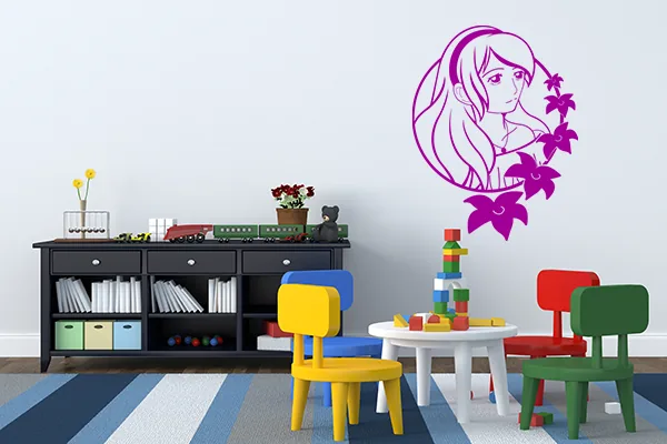 Märchenprinzessin Wandtattoo - Black - Glänzend - 0,5m x 0,65m