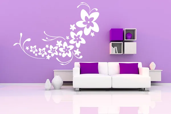 Blüten Wandtattoos – Natürliches Blumenwanddekor - Black - Glänzend - 0,5m x 0,36m