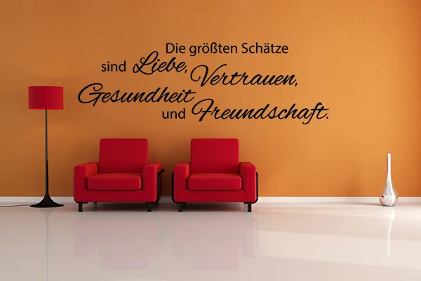 Die größten Schätze sind Liebe, Vertrauen, Gesundheit und Freundschaft. - Black - Glänzend - 1,0m x 0,33m