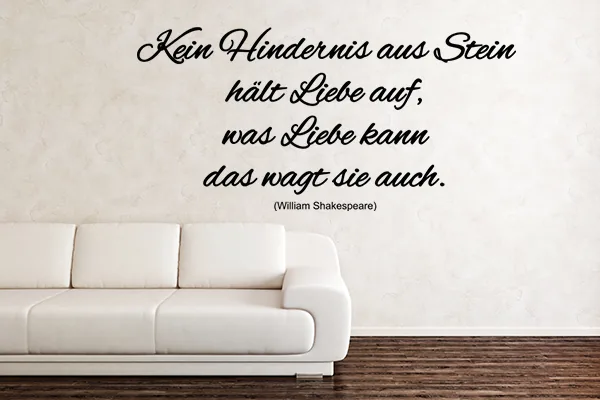 Kein Hindernis aus Stein hält Liebe auf, was Liebe kann das wagt sie auch - Wandtattoo - Black - Glänzend - 1,0m x 0,49m