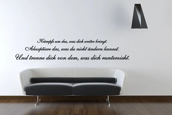 Kämpfe um das, was dich weiter bringt: Wandtattoo mit Motivationsspruch - Black - Glänzend - 1,0m x 0,19m