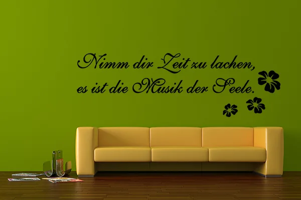 Nimm dir Zeit zu lachen, es ist die Musik der Seele - Wandtattoo - Black - Glänzend - 1,0m x 0,32m