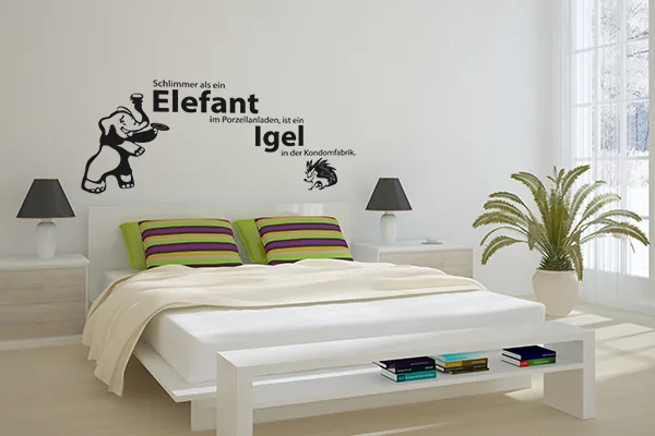 Elefant & Igel 2 - Black - Glänzend - 1,0m x 0,44m