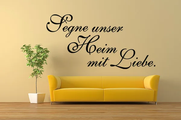 Wandtattoo 'Segne unser Heim mit Liebe' - Black - Glänzend - 1,0m x 0,51m
