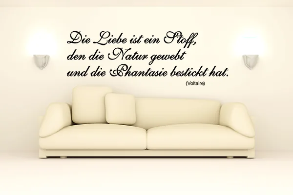 Die Liebe ist ein Stoff, den die Natur gewebt und die Phantasie bestickt hat. - Black - Glänzend - 1,0m x 0,34m