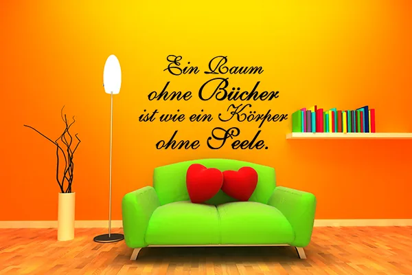 Ein Raum ohne Bücher ist wie ein Körper ohne Seele. - Black - Glänzend - 0,75m x 0,48m