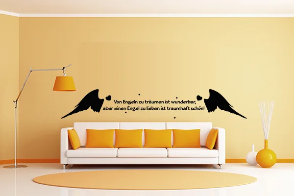 Von Engeln zu träumen ist wunderbar, aber einen Engel zu lieben ist traumhaft schön! - Black - Glänzend - 1,0m x 0,16m