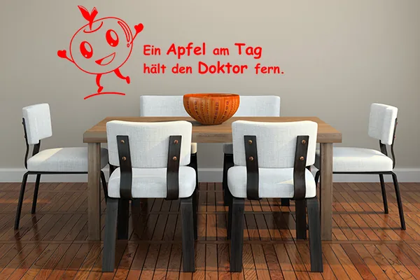Wandtattoo Ein Apfel am Tag hält den Doktor fern - Black - Glänzend - 1,0m x 0,42m