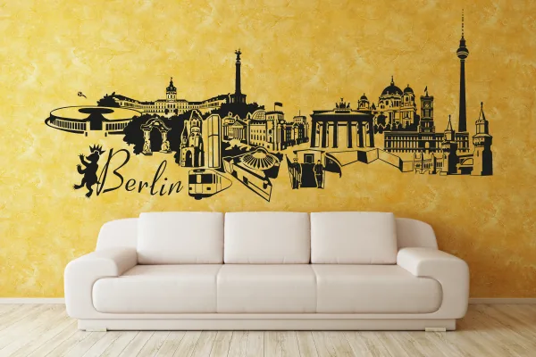 Skyline Berlin Wandtattoo - Black - Glänzend - 0,59m x 0,25m