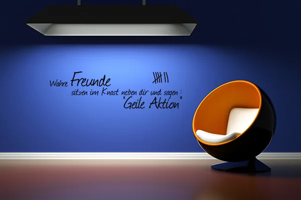 Wahre Freunde - Wandtattoo Spruch - Black - Glänzend - 1,0m x 0,3m