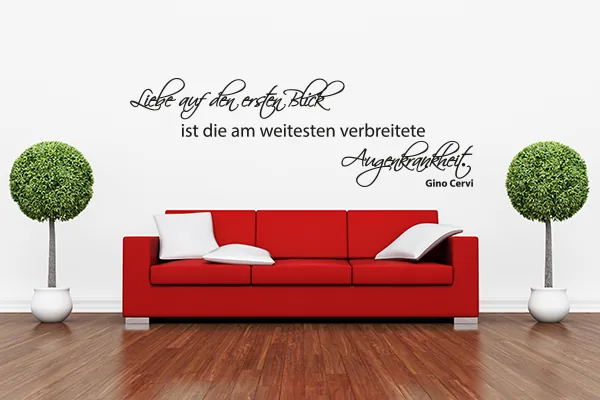 Wandtattoo Zitat: Liebe auf den ersten Blick ist die am weitesten verbreitete Augenkrankheit - Black - Glänzend - 1,0m x 0,32m