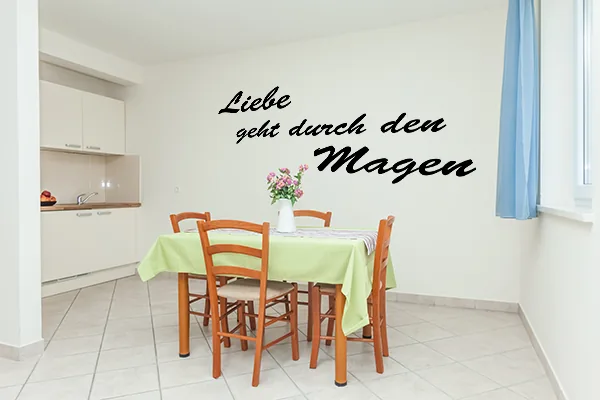 Liebe geht durch den Magen Wandtattoo - Black - Glänzend - 0,51m x 1,0m