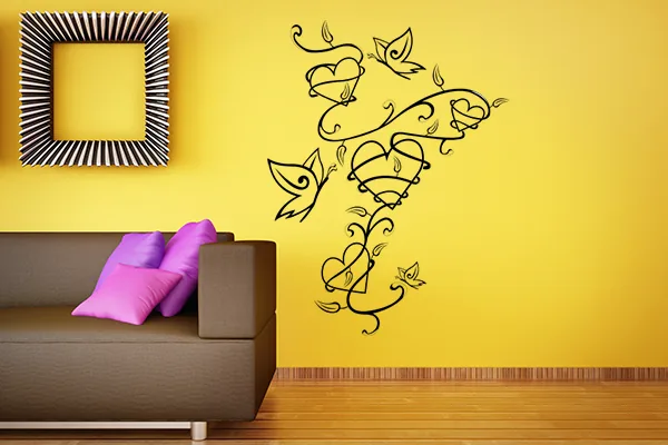 Fesselnde Liebe - Romantisches Herz Wandtattoo - Black - Glänzend - 0,5m x 0,55m