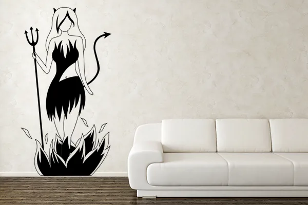 Teufelsfrau Wandtattoo - Black - Glänzend - 0,4m x 0,74m