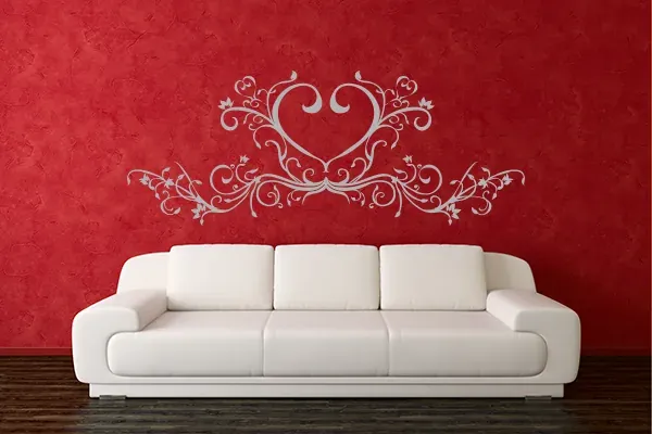 Flower Heart Wandtattoo